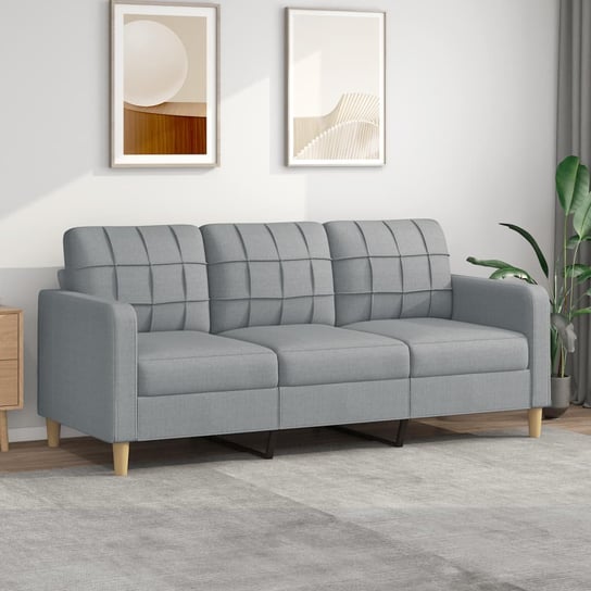 vidaXL Sofa 3-osobowa, jasnoszara, 180 cm, tapicerowana tkaniną vidaXL