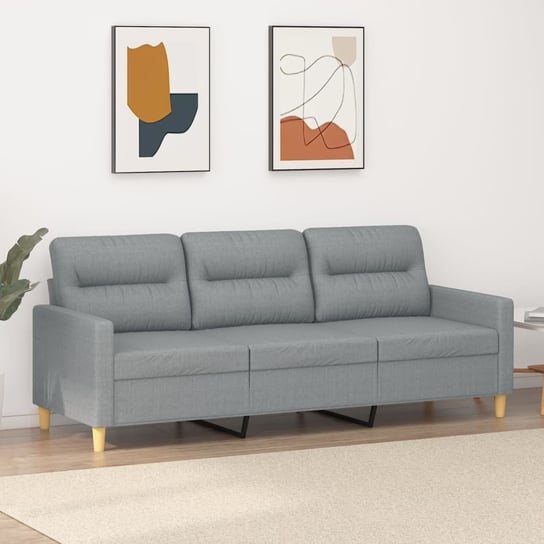 vidaXL Sofa 3-osobowa, jasnoszara, 180 cm, tapicerowana tkaniną vidaXL