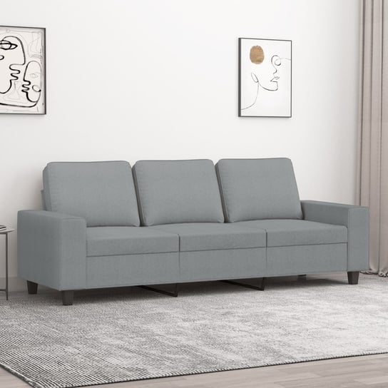 vidaXL Sofa 3-osobowa, jasnoszara, 180 cm, tapicerowana tkaniną vidaXL