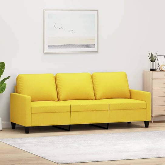 vidaXL Sofa 3-osobowa, jasnożółta, 180 cm, tapicerowana tkaniną vidaXL