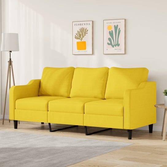 vidaXL Sofa 3-osobowa, jasnożółta, 180 cm, tapicerowana tkaniną vidaXL