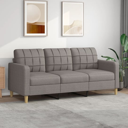 vidaXL Sofa 3-osobowa, kolor taupe, 180 cm, tapicerowana tkaniną vidaXL