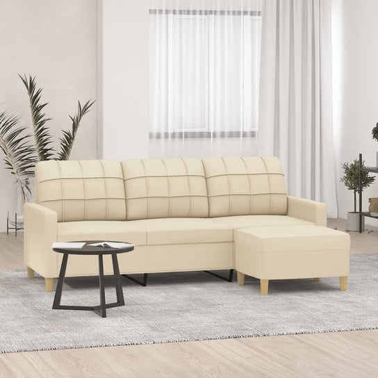 vidaXL Sofa 3-osobowa, kremowa, 180 cm, tapicerowana tkaniną vidaXL