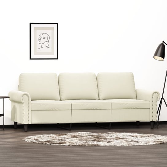vidaXL Sofa 3-osobowa, kremowy, 180 cm, tapicerowana aksamitem vidaXL