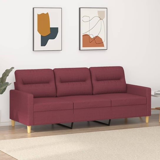 vidaXL Sofa 3-osobowa, winna czerwień, 180 cm,tapicerowana tkaniną vidaXL