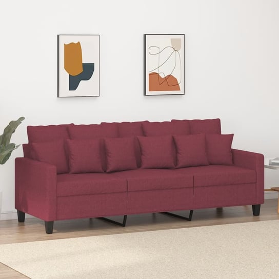 vidaXL Sofa 3-osobowa, winna czerwień, 180 cm,tapicerowana tkaniną vidaXL