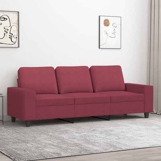 vidaXL Sofa 3-osobowa, winna czerwień, 180 cm,tapicerowana tkaniną vidaXL