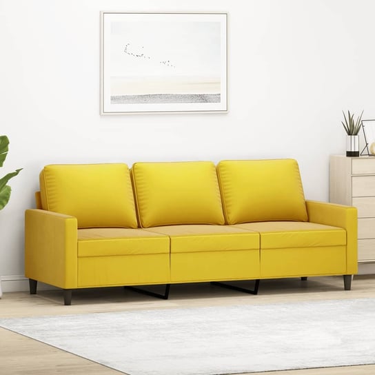 vidaXL Sofa 3-osobowa, żółty, 180 cm, tapicerowana aksamitem vidaXL