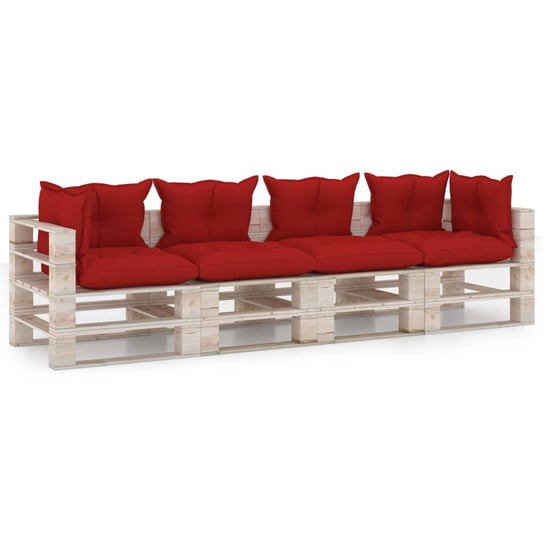 vidaXL Sofa 4-os. z palet, z poduszkami, drewno sosnowe vidaXL