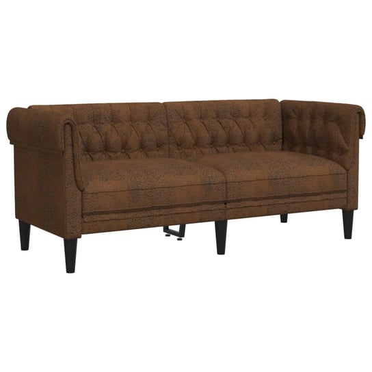 vidaXL Sofa Chesterfield, dwuosobowa, brązowa, obita tkaniną vidaXL