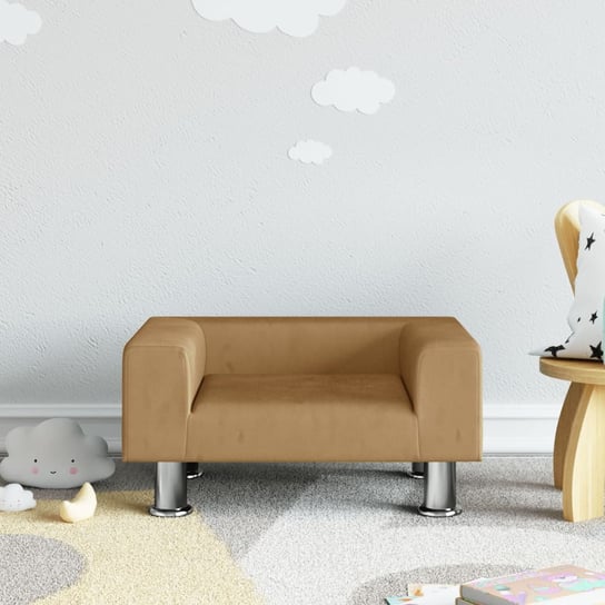 vidaXL Sofa dla dzieci, brązowa, 50x40x26,5 cm, aksamitna vidaXL