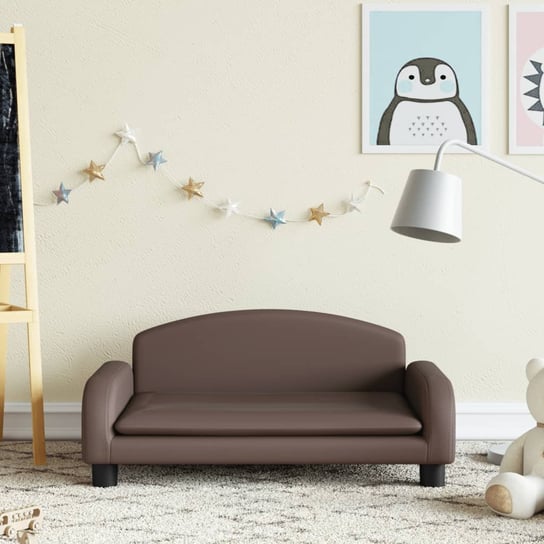 vidaXL Sofa dla dzieci, brązowa, 70x45x30 cm, sztuczna skóra vidaXL