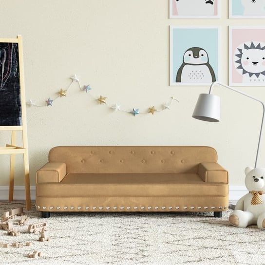 vidaXL Sofa dla dzieci, brązowa, 90x53x30 cm, aksamit vidaXL