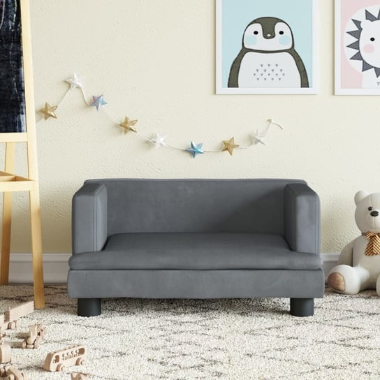 vidaXL Sofa dla dzieci, ciemnoszara, 60x40x30 cm, aksamit vidaXL