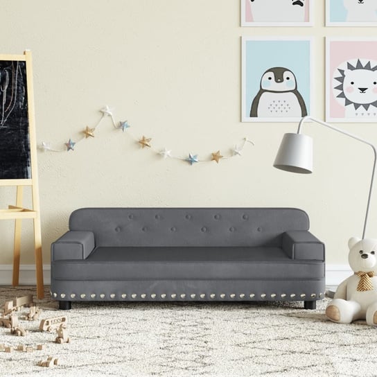 vidaXL Sofa dla dzieci, ciemnoszara, 90x53x30 cm, aksamit vidaXL