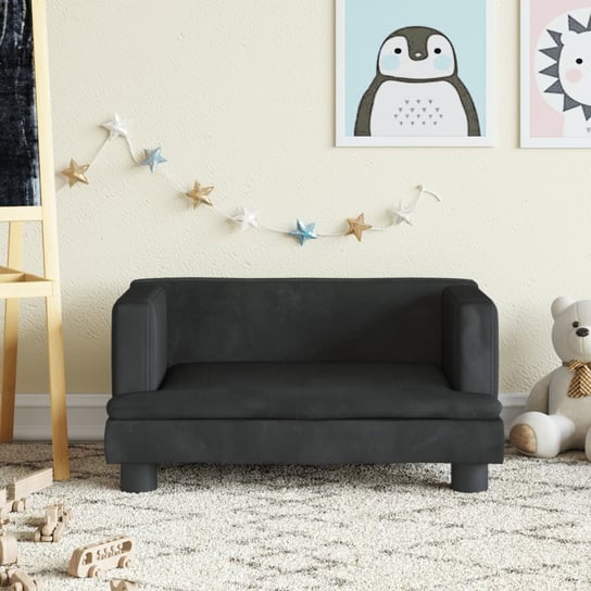 vidaXL Sofa dla dzieci, czarna, 60x40x30 cm, aksamit vidaXL