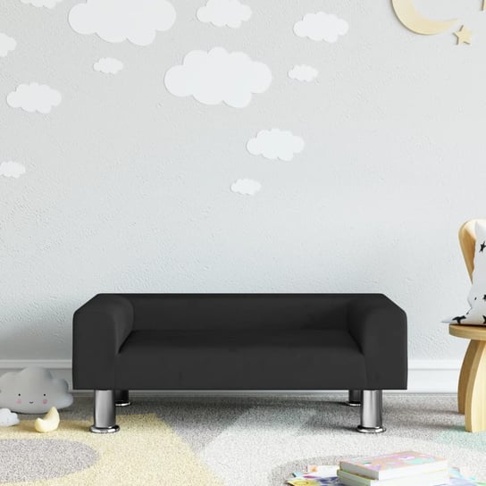 vidaXL Sofa dla dzieci, czarna, 70x45x26,5 cm, aksamitna vidaXL
