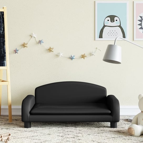 vidaXL Sofa dla dzieci, czarna, 70x45x30 cm, sztuczna skóra vidaXL