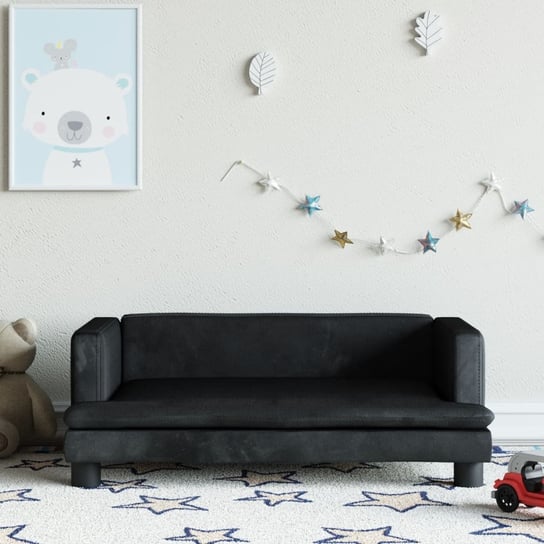 vidaXL Sofa dla dzieci, czarna, 80x45x30 cm, aksamit vidaXL
