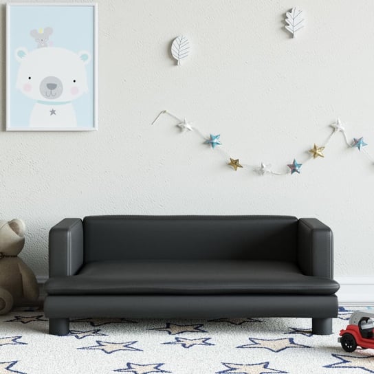 vidaXL Sofa dla dzieci, czarna, 80x45x30 cm, sztuczna skóra vidaXL