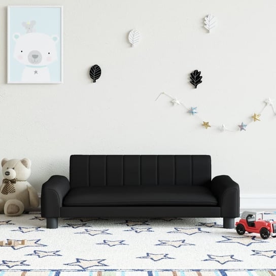 vidaXL Sofa dla dzieci, czarna, 90x53x30 cm, sztuczna skóra vidaXL