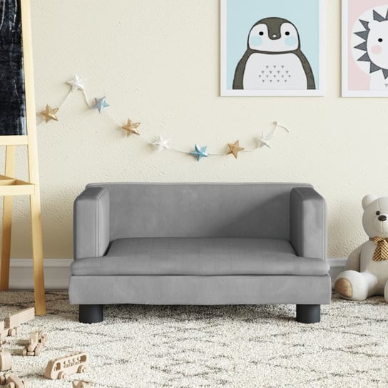 vidaXL Sofa dla dzieci, jasnoszara, 60x40x30 cm, aksamit vidaXL
