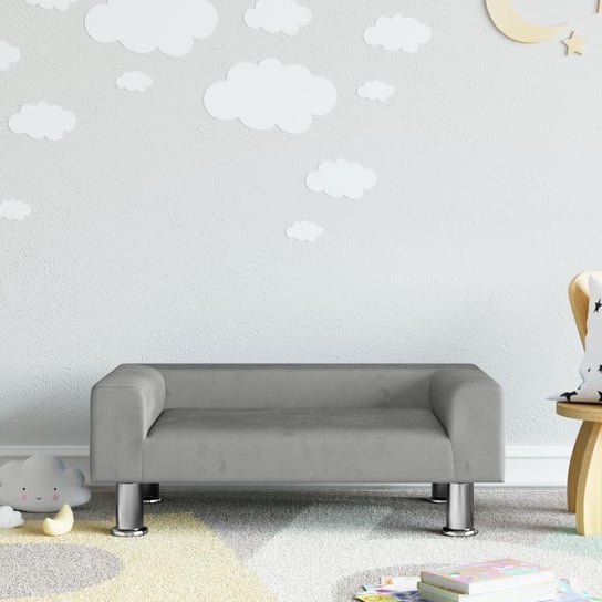 vidaXL Sofa dla dzieci, jasnoszara, 70x45x26,5 cm, aksamit vidaXL