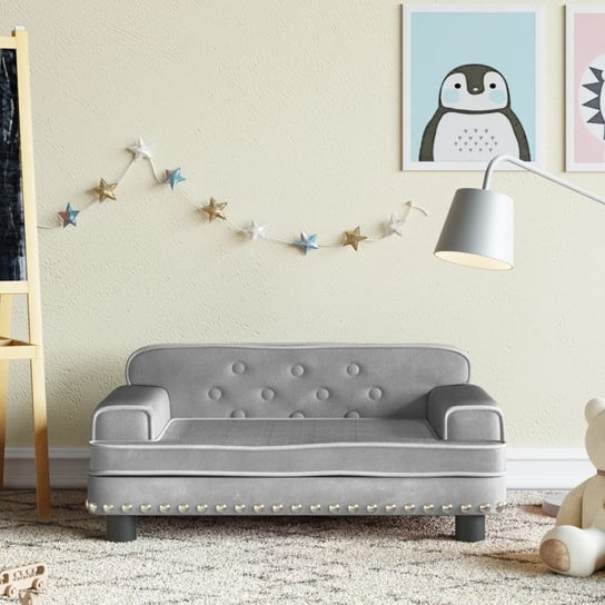 vidaXL Sofa dla dzieci, jasnoszara, 70x45x30 cm, aksamit vidaXL