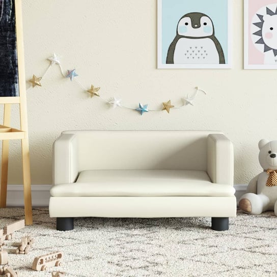 vidaXL Sofa dla dzieci, kremowa, 60x40x30 cm, sztuczna skóra vidaXL