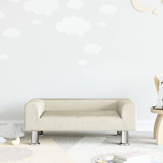 vidaXL Sofa dla dzieci, kremowa, 70x45x26,5 cm, aksamitna vidaXL