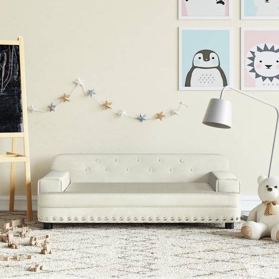 vidaXL Sofa dla dzieci, kremowa, 90x53x30 cm, aksamit vidaXL