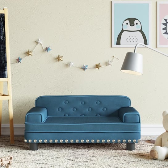 vidaXL Sofa dla dzieci, niebieska, 70x45x30 cm, aksamit vidaXL