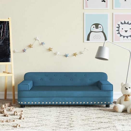vidaXL Sofa dla dzieci, niebieska, 90x53x30 cm, aksamit vidaXL