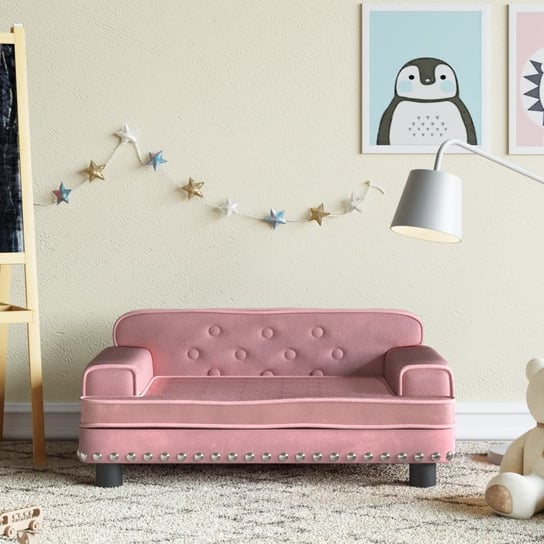 vidaXL Sofa dla dzieci, różowa, 70x45x30 cm, aksamit vidaXL