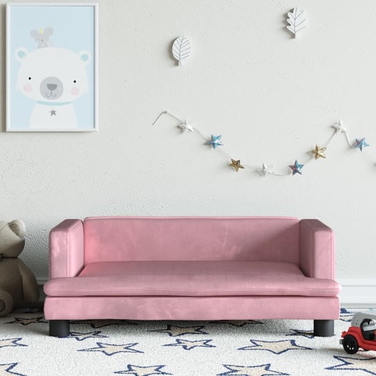 vidaXL Sofa dla dzieci, różowa, 80x45x30 cm, aksamit vidaXL