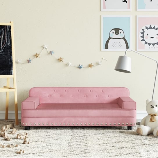 vidaXL Sofa dla dzieci, różowa, 90x53x30 cm, aksamit vidaXL
