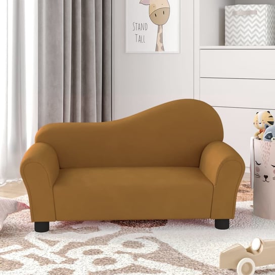 vidaXL Sofa dla dziecka, brązowa, obita aksamitem vidaXL