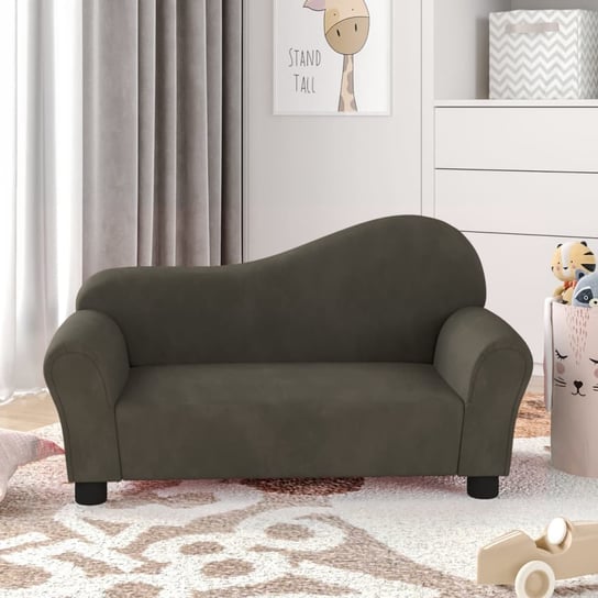 vidaXL Sofa dla dziecka, ciemnoszara, obita aksamitem vidaXL