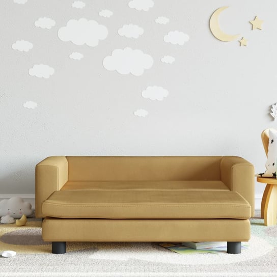 vidaXL Sofa dziecięca z podnóżkiem, brązowa, 100x50x30 cm, aksamit vidaXL