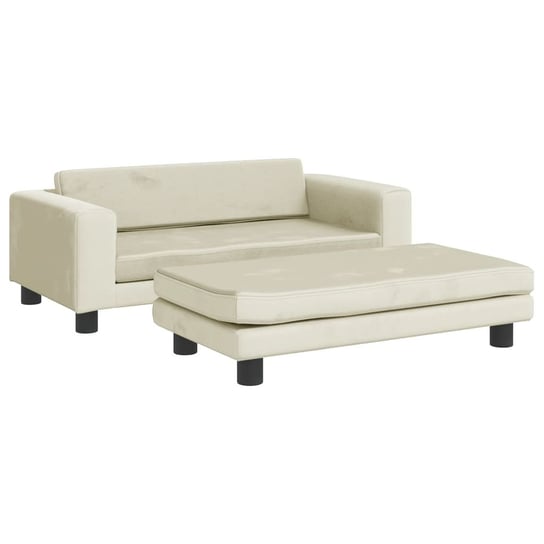 vidaXL Sofa dziecięca z podnóżkiem, kremowa, 100x50x30 cm, aksamit vidaXL