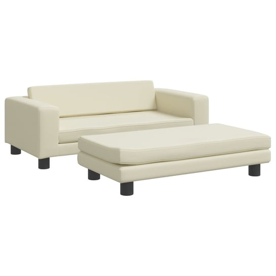 vidaXL Sofa dziecięca z podnóżkiem, kremowa, 100x50x30 cm, ekoskóra vidaXL