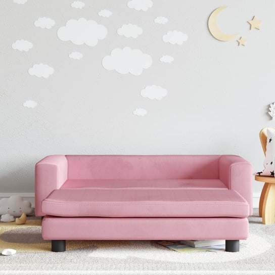 vidaXL Sofa dziecięca z podnóżkiem, różowa, 100x50x30 cm, aksamit vidaXL