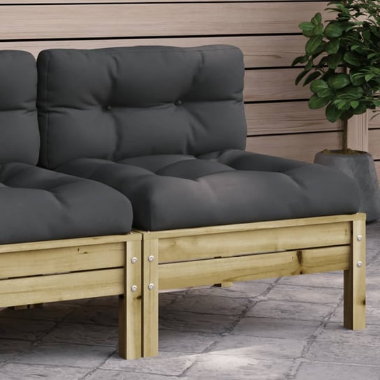 vidaXL Sofa ogrodowa bez podłokietników, poduszki, impregnowana sosna vidaXL