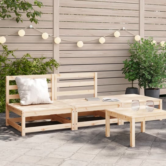 vidaXL Sofa ogrodowa bez podłokietników, z podnóżkiem, drewno sosnowe vidaXL