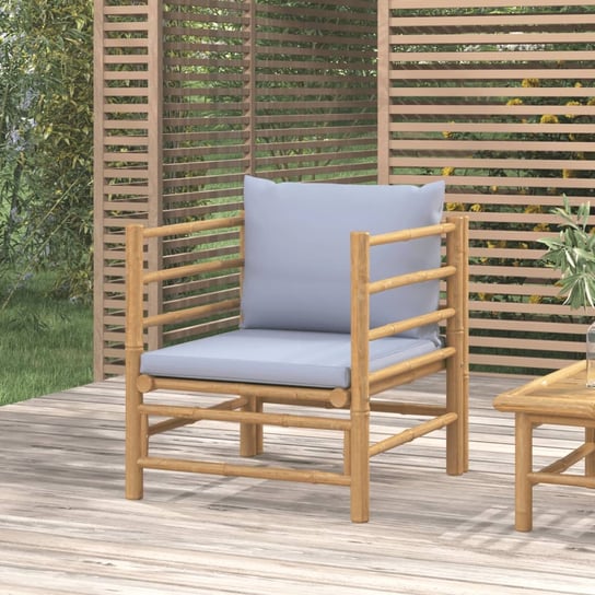 vidaXL Sofa ogrodowa z jasnoszarymi poduszkami, bambusowa vidaXL