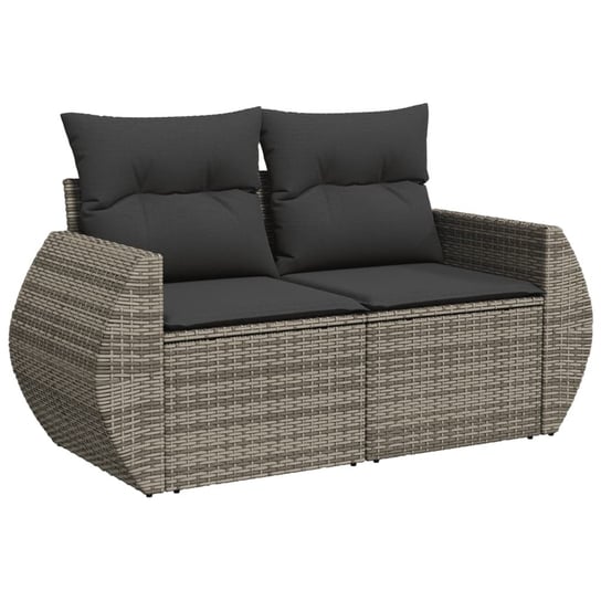 vidaXL Sofa ogrodowa z poduszkami, 2-osobowa, szara, polirattan vidaXL