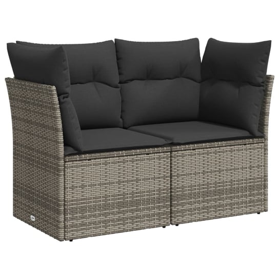 vidaXL Sofa ogrodowa z poduszkami, 2-osobowa, szara, polirattan vidaXL