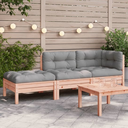 vidaXL Sofa ogrodowa z poduszkami i podnóżkiem, 2-osobowa vidaXL