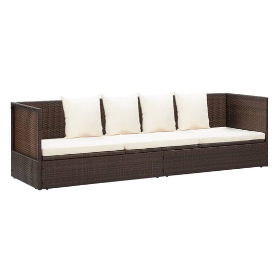vidaXL Sofa ogrodowa z poduszkami, polirattan, brązowa vidaXL