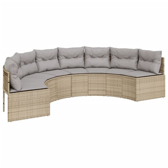 vidaXL Sofa ogrodowa z poduszkami, półokrągła, beżowy rattan PE vidaXL